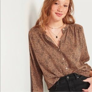 Old Navy Oversized Printed Button-Front Blouse - Cheetah Print